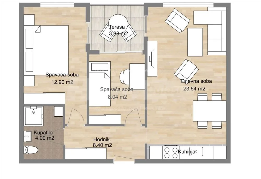 57,98 m2 - Kompleks 25. Maj Residences Mladenovac — 3