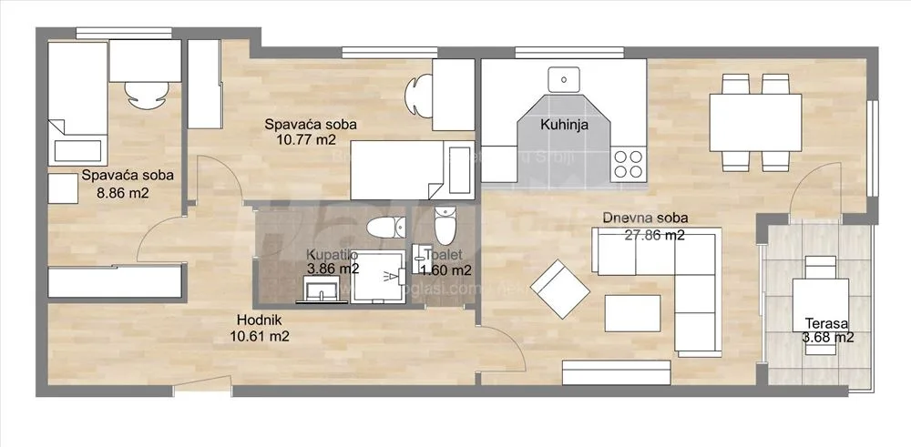 67,24 m2 - Kompleks 25. Maj Residences Mladenovac — 3