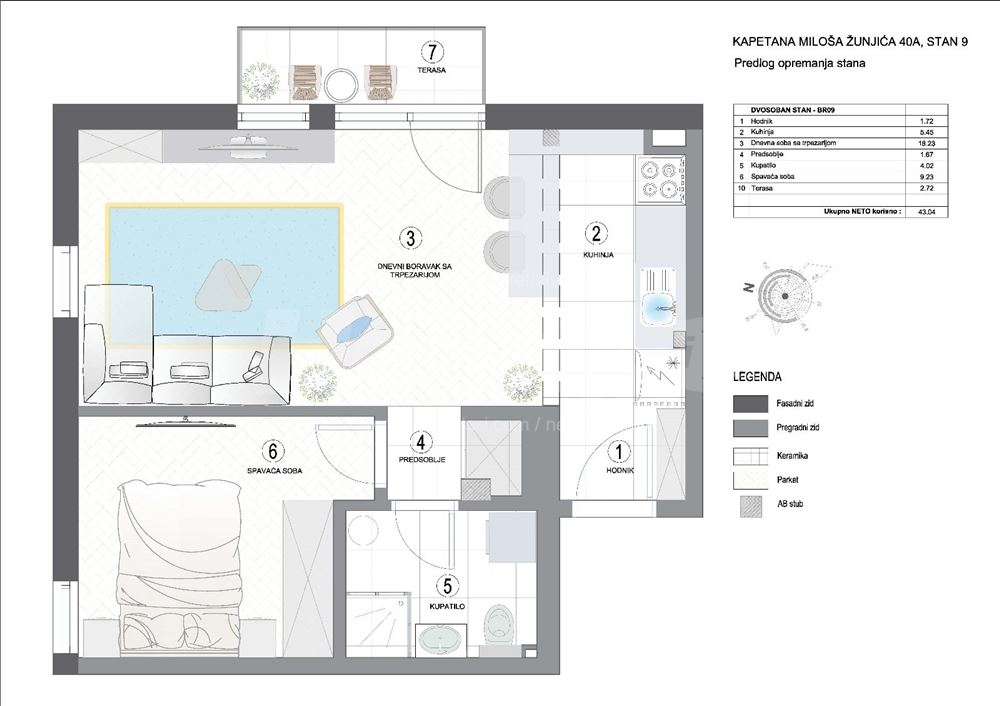 Kapetana Miloša Žunjića, Mirijevo - Dvosoban 43m² — 6