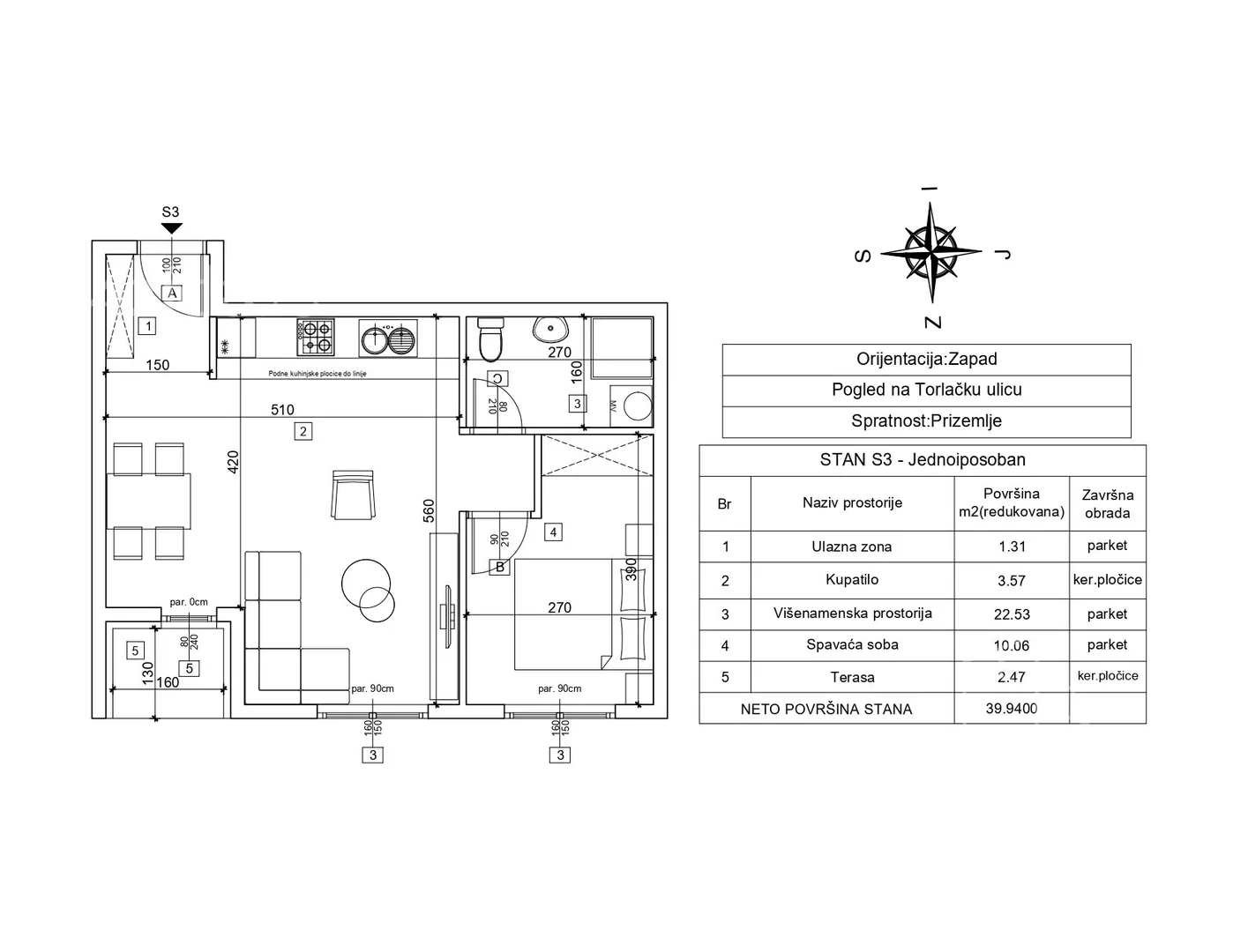 Dvosoban stan na prodaju, Lazara Avramovića, 119.820€, 40m² — 3
