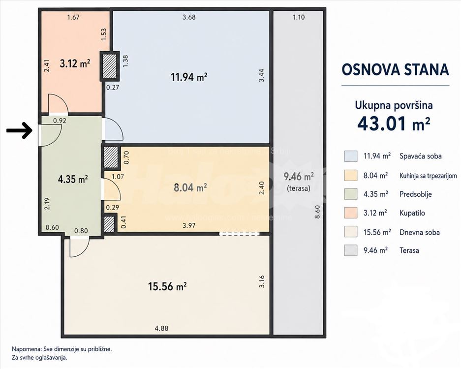 Dvosoban stan na Vozdovcu 43m2 + 9.45m2 lodja — 14