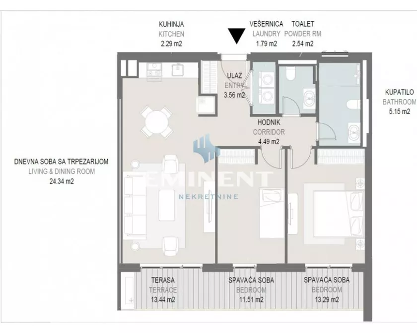 Dvosoban stan za izdavanje, Požeška, 550€, 46m² — 2