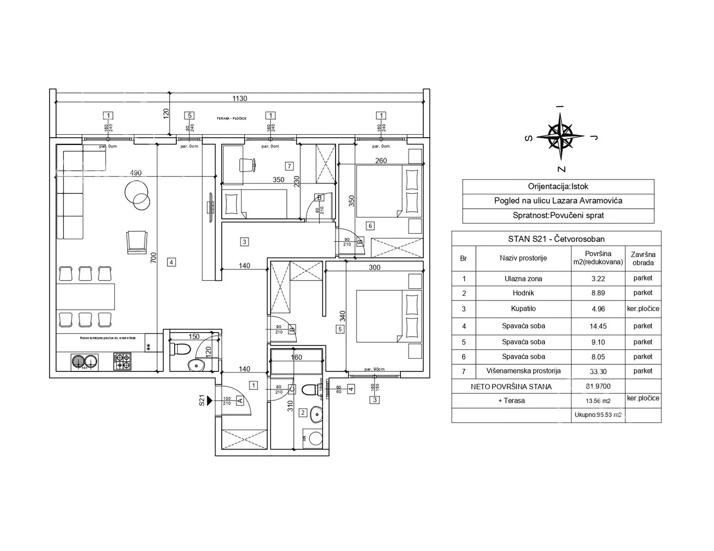 Četvorosoban stan na prodaju, Lazara Avramovića, 245.910€, 81m² — 3