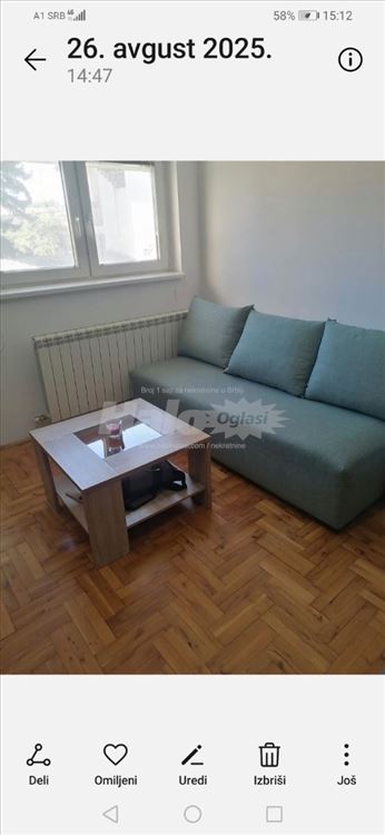Izdajem garsonjeru 25m2 Danilova 13 Mirijevo — 2