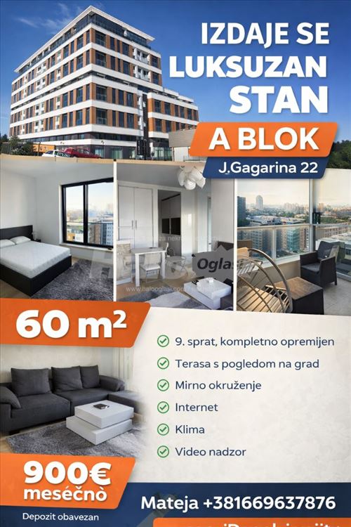 Izdajem luksuzan stan 60m², A Blok, Novi Beograd — 11
