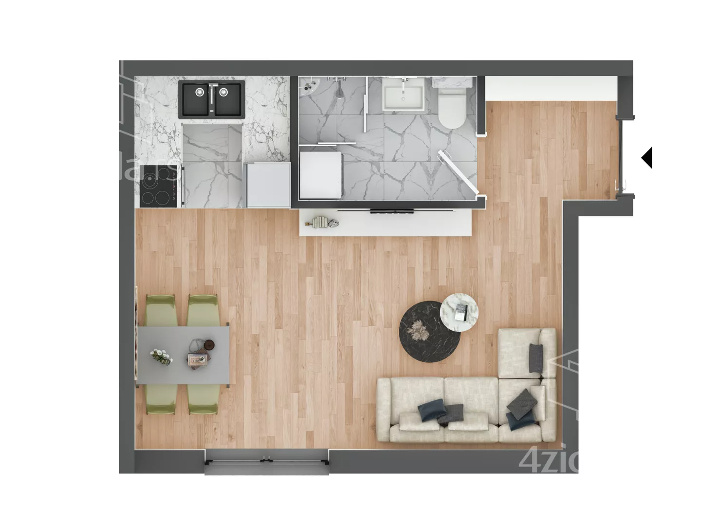 Jednosoban stan na prodaju, Lazara Avramovića, 83.545€, 26m² — 4