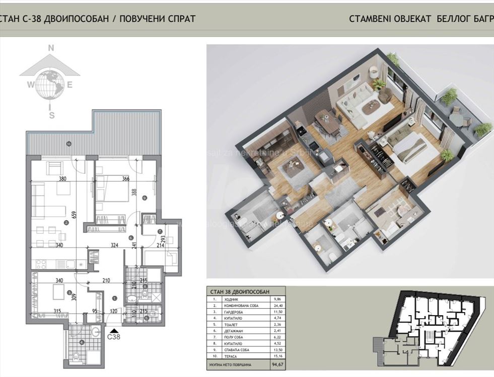 Lux novogradnja Žarkovo centar+PDV — 2