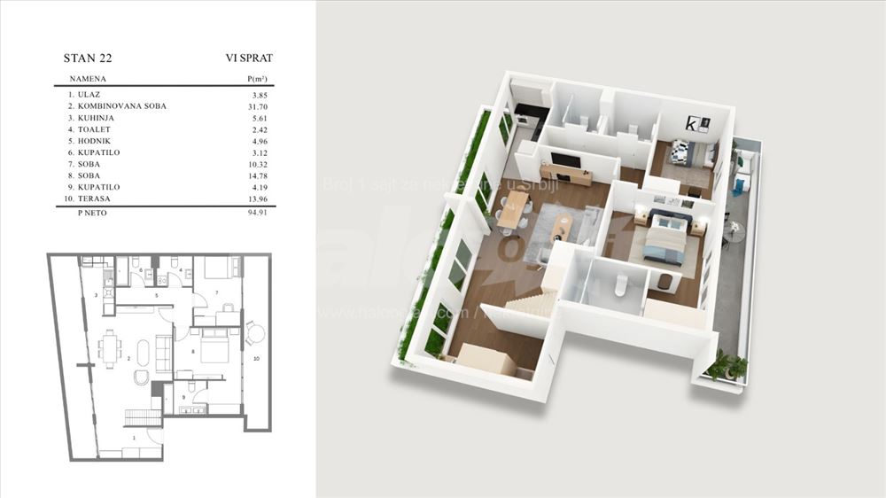 Lux stan pogled na Adu, Karpoševa 20, Banovo brdo — 4