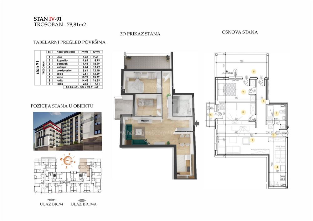 Marmil Medak - trosoban 78,81 m2 — 2