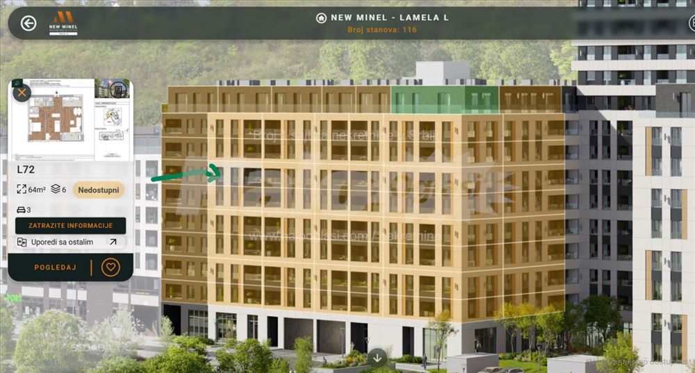NEW MINEL, Tošin bunar, Faza 2, porodicni, 64 m2 — 2