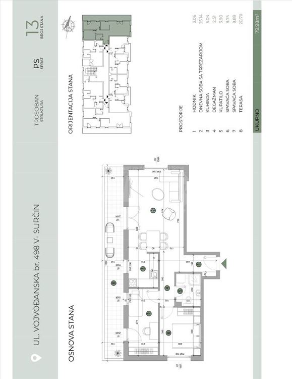Novi blok ,,Ledine" -81m2+41m2  useljivo — 6