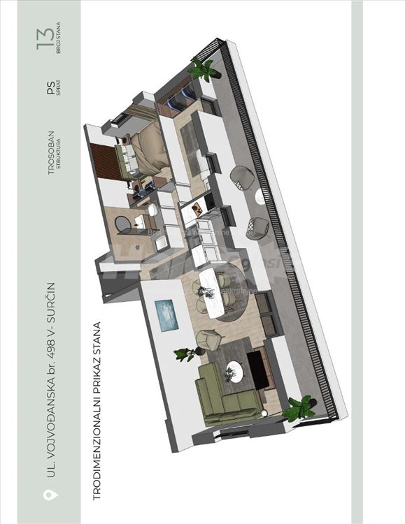 Novi blok ,,Ledine" -81m2+41m2  useljivo — 9