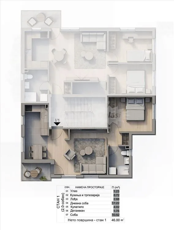 Novi Distrikt, Borča, novogradnja, stan 46m2 — 6