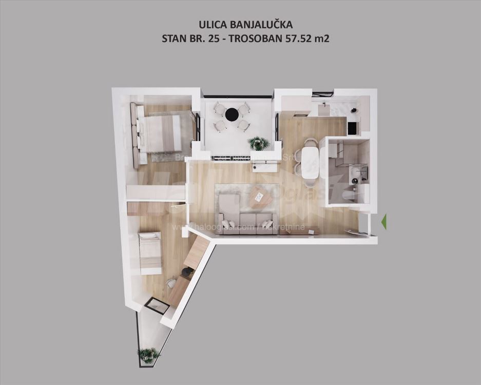 Novogradnja, Lekino brdo, Banjalučka, 57,52m2 — 4