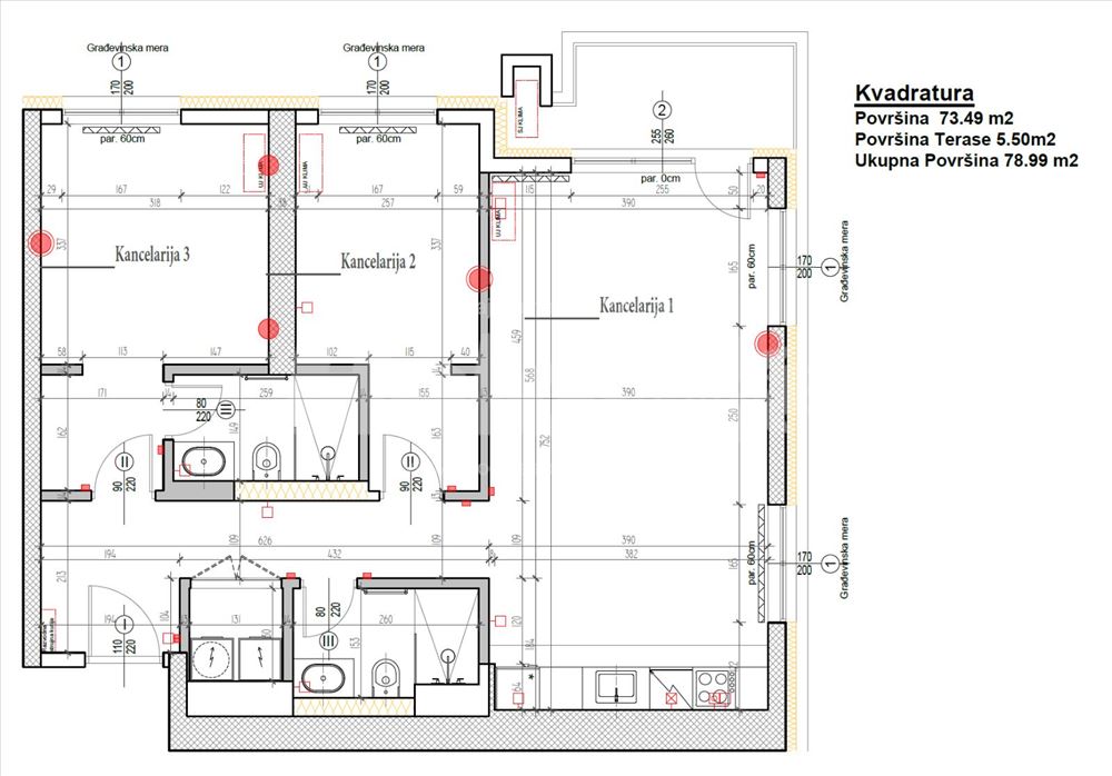 Poslovni prostor/3 garažna mesta, BW Nika, 73+5m2 — 2