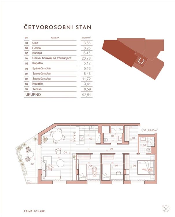 Prime Square, Centar-Dalmatinska , 4.0 92,51m2 — 2