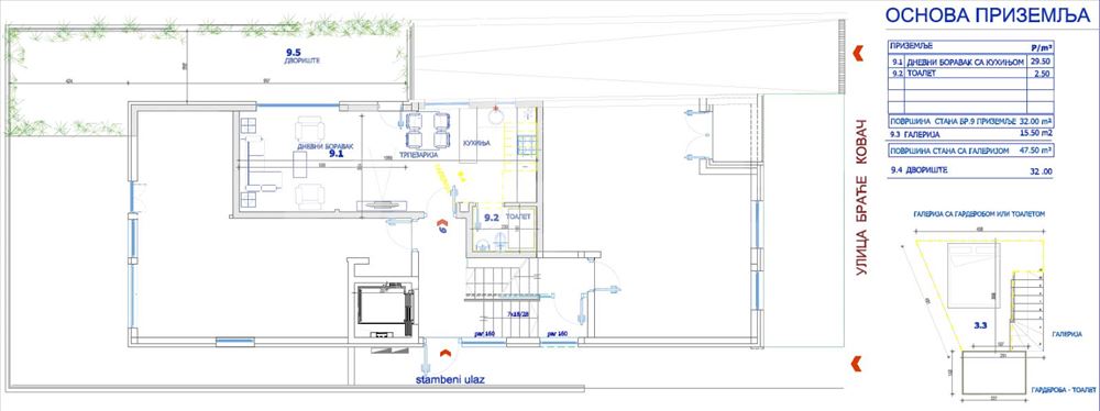 Stan sa dvoristem na Lekinom Brdu-  47.5 m2 — 2